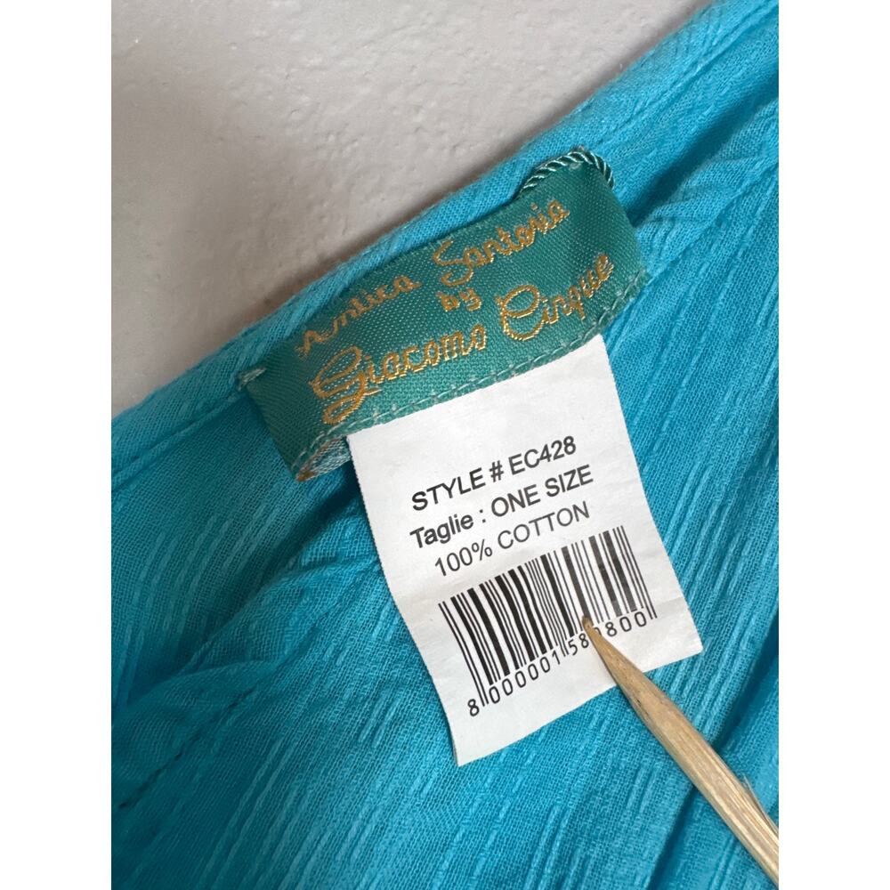 Antica Satoria Teal Blue Sleeveless Tiered Maxi Dress Euro Summer European Flowy - Picture 7 of 8